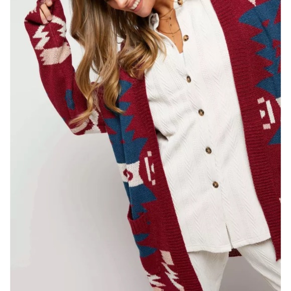 DAVI & DANI Aztec Embroidered Knit Cardigan - Picture 4 of 5